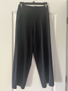 Women's Black Wide-Leg High-Waist Yoga-Type Pants